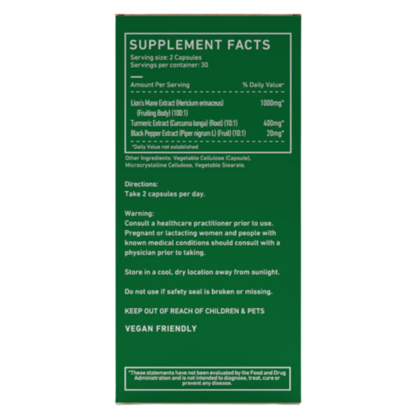 Green Roads | Lions Mane Capsules | Focus & Clarity Nootropics 500mg - 60 Count - Image 2