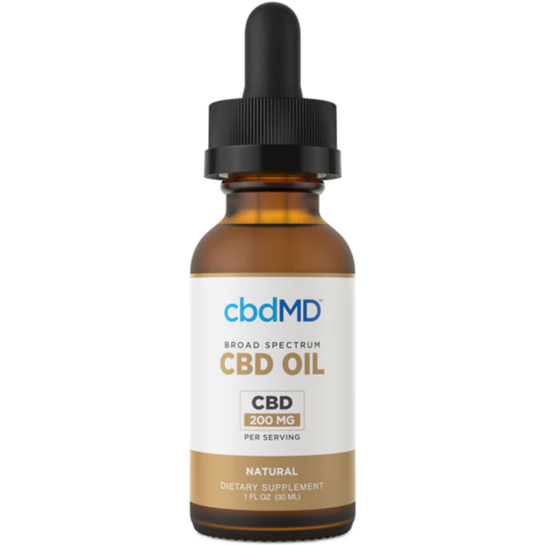 CBDMD CBD Tincture 6000mg in a gold bottle, displayed against a clean white background