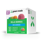 Front of Green Roads 50mg CBD Gummies package with calming design