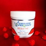 A 60-count jar of Blue Raspberry 100mg D8 Gummies by Cannabis Pharmacy, featuring bold flavor, high potency, and bulk savings.