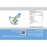 Back label of Dragonberry Delta 9 THC 10mg 30ct Gummies by Cannabis Pharmacy, featuring safety warnings, product disclaimers, manufacturing details, and quality certification icons.