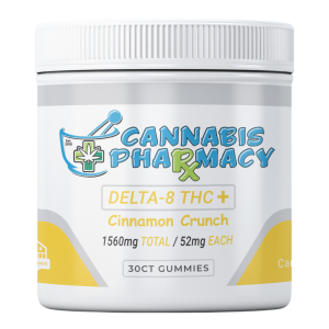 Cannabis Pharmacy Delta-8 THC Plus Gummies 30 count - Cinnamon Crunch flavor with 50mg Delta 8, 1mg THCA, and 1mg THCP