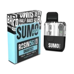 Smartiez THC Vape Pen – Half Bak’d 5G Rosin Disposable (Angled Box View)